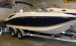 We have a 2013 StarCraft SCX 240 crossover with a 300HP Mercruiser 350 MAG left in stock. This boat is loaded with features like snap in carpet, lighted speakers, sink, transom shower, and under water lighting. This boat also has a bow and cockpit cover