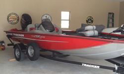 This Boat is factory new with less than 20 hrs. on a 60 ELPT 4 Stroke Mercury Engine. Re Diamond Coat Finish, Aerated Livewells, 2 Bank Battery Charger, Lowrance X-4 and a Garmin Echo 551 DV Fish Finders, 4 Life Jackets, 2 Anchors and 4 Tie Off Ropes,
