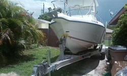 2001 25.5 ft Pro Sport powered by a 225 hp Yamaha salt water series II fuel injection (with low hours) 120 of compression in all cylinders stainless steel prop,second owner has an additional Yamaha 10 hp kicker motor four stroke Beautiful boat for fishing