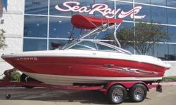 2004 Sea Ray 200 SELECT Prepare to make waves with this hot 200 Select, featuring color-matched vinyls, tower and wakeboard rack. Feel the power of all 300 horses when you fire up the 350 mag MPI Alpha I MerCruiser stern drive engine and don't be