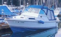 Bertrum style express cruiser, low hours on this boat built by Hinterhoeller in Canada. Has a stand-up enclosed head with door, galley unit, new helm and companion seats, new rear seat covers.LOTS OF TEAK INTERIOR WORK. VHF radio Lowrence depth sounder.