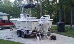2005 Sea Boss 21Ft boat. Like new barely use has about 140 hours on it.The Boat is made out of fiber glass. It is a two hundred 4 stroke evinrude bambardier motor on it. Has a T-top,has trimtabs, comes with two batteries. The boat has one 3ft live well,