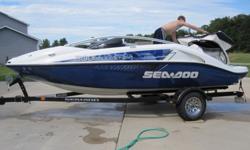 This power plant is twin 215 delivering 430HP reaching speeds of 70mph. This boat has only seen fresh water, and has 125 hours on it. This seadoo is 20 feet in length with a 12" draft This Power house is also have an upgraded JL Audio marine grade sound