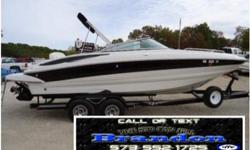 This is a nice deckboat equipped with an upgraded 300HP 350 MPI MAG MERCRUISER BRAVO III DRIVE, walk thru transom, bimini top, docking lights, extended swim platform, am/fm cd, enclosed head, bow and cockpit carpet, am/fm stereo, tandem axle trailer, and