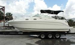 2002 Sea Ray 260 Sundancer 2002 Sea Ray 260 Sundancer is a mid-size cruiser. Powered with a single Mercruiser 5.7 bravo 3 drive with 251 hours reading on the gauge. Compression is 190, 195, 180, 185, 190, 195, 195, 190. Standard with the luxury Sea Rays