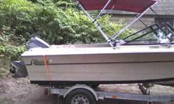 17ft.bowrider good condition, with Garmin fish finder, Eclipse marine transceiver, am/fm radio, new bimini top, with 1985 Shorelin trailer, good condition. Motor runs, but needs tune-up. Additional photos available.