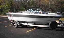 1984 Celebrity 176SBV powered by a Mercruiser 470 (170HP) inboard outboard motor. Boat sits on a single axle Shoreline EZ Loader trailer. Interior is vinyl and has a few tears and some fading. All teak wood interior accents. Has only 510 original running