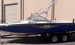 22? V-Drive WakeBoard/Surf boat with MerCruiser Black Scorpion 330 HPBoat Options Include:Brushed aluminum collapsible tower, board racks, teak swim platform, depth finder, center ballast tank, ski mirror, stainless steel pop-up cleats, bow fill cushion,