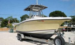 Equipment & Features Twin 150HP Yamaha 4-Stroke O/B's w/ONLY 275 hrs This boat is LOADED! T-Top w/Radio Box (2) GPS's Depth Finder Fishfinder VHF Radio Stereo CD Playe Forward Seating Rear Seating Livewell Fishbox Dual Axle Trailer Turn Key!