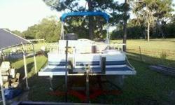 1995 Spectrum pontoon boat. 70hp Force motor runs good. New carpet and console, moveable seats with storage under them and bimini top. Depth finder, CD player. Trailer has new wheels and tires, bearings, lights could use board bunks (is rollers now) and