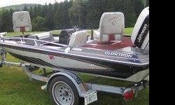 UP FOR SALE IS A 1988 GLASTRON BASS BOAT, THIS BOAT NEEDS NOTHING BUT WATER, TOURNEY READY. LOAD-RITE TRAILER - 120 H.P. JOHNSON V4 - MINNKOTA EDGE 55 POUND THRUST - $1400.00 IN NEW ELECTRONICS (HUMMINGBIRD SPE IMAGING 798C SI) - ON BOARD CHARGER - 3