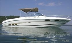 1997 Sea Ray 230 OV - Nice Overnighter! Runs Excellent!! 40 MPH- Newer 5.0 MPI - Alpha One Drive, S.S. Prop, Trim tabs- Hull in overall great shape; bow has a few small dock spots at very tip- Dual battery with switch; Halon fire extinguisher system-