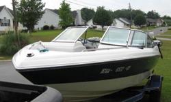Boat, Chaparral (1990) open bow rider 18 ft. with inboard/outboard mercruiser 3.0 liter, 4 cylinder motor. Very recently mechanic checked. AM/FM CD player, depth sounder and a bimini top that was used one season. Nearly new deluxe front hi back seats
