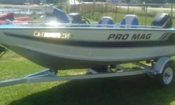 Very nice fishing boat package, well maintained. Great working condition, upholstery and carpet in nice shape. 1993 Smokercraft Pro Mag Fishing Boat Model 161, Blue/SilverAluminum Boat, 5 Person Capacity, 6?8 Beam, 720lbs. Radio, CD, Depth Finder, Live