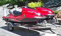 You are looking on (2) USED (19 HOURS EACH) 2008 Kawasaki Ultra 250X Jetskis. These (2) jetskis have a 1500cc, supercharged, 4stroke engine, 250 horsepower, fuel injection, reverse, and much more. (2) 2008 KAWASAKI ULTRA 250X JETSKI JT1500B8F 1500 CC &