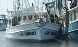 55 X17.5 BILOXI LUGGER WITH 5.5 DRAFT AND 671 GM MOTOR 4.5 GEAR RATIO WITH 4 CYLINDER PERKINS GENERATOR ENGINE WITH 13KW GENERATOR. BOAT, IS PRESENTLY DOCKED IN PASS CHRISTIAN HARBOR, MAINTAINED AT SHIPYARD EVERY YEAR BY PRESENT OWNER. FULLY EQUIPPED FOR