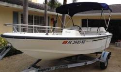 I am selling a 1998 15' BOSTON WHALER Rage model boat with trailer. The boat has the larger optional Mercury V6 175HP VS the standard 4 cyl 110hp. The boat is fast and truely goes a solid 52Mph!! The boat hold's five passengers and has plenty of power to
