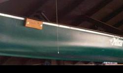 A great setup to get to the lake on and have easy storage off the water. Pellican canoe all plastic light weight with seats for two people or three. Comes with a trolling motor that move the cone across the lake pretty quick. It comes with foam pads and
