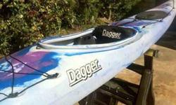 Dagger "Baja" 15' open water Kayak. Has steerable rudder, dual cargo hatches, padded seat. Includes Werner carbon fiber paddle, cockpit cover, Thule car top mounts, tie downs and garage hoist. All in good condition. $500.