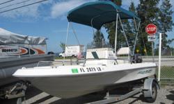 1999 Aquasport 165 Striper With A 1999 Johnson 50 HP Two Stroke
On A 1999 Performance Trailer. Boat Has GPS, Fishfinder,Bimini Top
And New Cushions. Boat And Motor In Good Condition. Runs Great.
