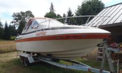 1974 24-foot Reinell cabin cruiser type boat for fishing or recreation. The offshore racing hull yacht by Reinell has been well kept and maintained. It has about 600 hours of running time. The upholstery is in very nice condition. It is powered by a 188hp