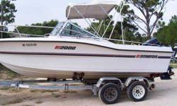 20' DUAL CONSOLE STRATOS 1990 EVINRUDE 200 VRO 2 STROKE BIMINI TOP, DOWN RIGGER, OUT RIGGERS, LIVEWELL & FISH BOX VHF & DEPTH FINDER, TWIN ROD LOCKERS, STAINLESS PROP, KICKER MOTOR BRACKET AND DUAL AXLE TRAILER. ASKING $5500 CALL FOR MORE DETAILS OR