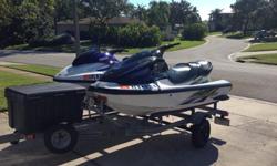 Wife wants boat: 2 Yamaha Jetskis and Double Trailer for Sale, tons of new gear and extras. These have been maintained at a very high level, washed, flushed with saltX, waxed and all metal sprayed with silicone after EVERY RIDE!! THEY HAVE ONLY BEEN RUN