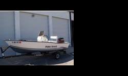 she is rigged and ready to fish! Comes with bimini top & boot, fishfinder, rod holders, ss bow rails, flip/flop cooler seat and a nice trailer. Mechanically strong motor. Boat handles and performs very well. Contact now, this boat will not last long at