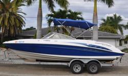 2005 Yamaha SX230 Jet Boat powered by twin Yamaha jet drive engines. The boat is super clean for her year and has only a total of 86.5 hours of use. There are hardly and cuts and or cosmetic issues on this hardly used boat!
The SX230 is Yamaha?s most