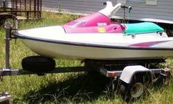 1991 Yamaha Waverunner. The seat has been reupholstered a teal color. The jet ski is super fast and will run once the starter is replaced.
