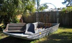 I have a 14 foot 6 inch airboat hull I do have the title for it on hand it comes with some parts look at the pictures the one seat is brand new never been used the hull does need some glass work I have started it just lost interest I also have some