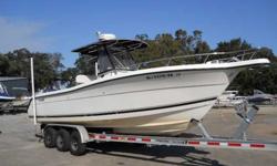 2005 Pursuit 2870 CENTER CONSOLE This is a very nice 2005 2870 Pursuit. The boat has a fresh service to the motors and comes with the trailer. She has an upgraded electronics package including a Raymarine E120, Radar, Chartplotter, and Fishfinder. It also