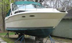 This 1987 30-foot Sea Ray has twin fresh water cooled 265 HP Mercruiser inboards with 350 hours by the original owner. An 11-foot beam means a spacious cabin and cockpit for a vessel this length. The cabin, with lots of natural light and ventilation,