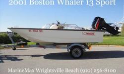 2001 Boston Whaler 13 SPORT Welcome to MarineMax Wrightsville Beach, North Carolina.
OUR TRADE!! This 2001 Boston Whaler 13 Sport is a fun little boat to explore the shallow waters and run up on the beach so you can bring out our beach chairs and coolr to