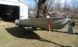 Boat comes with Trailer with working lights, Minn Kota trolling motor 44 lb thrust and Marine battery (may need charged)