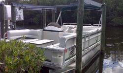2003 Crest Pontoon with a 50hp Yamaha Oil injected 2 stroke. Full mooring cover and Bimini top. Faria guages. 218 Hours. Decent condition. 4 lifejackets. Anchor and rope. Safety kit. Port a potti and enclosure. Always kept on a lift not in the water.