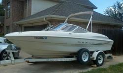 2000 Maxum 1800 SR Bow Rider with a 4.3 liter V6 190 hp Mercruiser engine with a Mercruiser Alpha One inboard/outboard out drive. Boat comes with many extras like Minn Kota trolling motor, fish finder, Stingray Hydrofoil stabilizer, ski tubes, and much