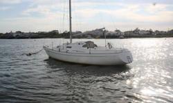 1977 Seafarer sailboat with Yanmar 1GM10 Diesel new in 2000. Boat has mainsail and genoa jib. In water, located in Jamaica Bay, NY. Neg.