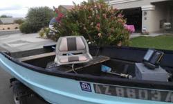 twelve feet fishing boat ready for lake, new battery, two orrs, five gear motor, fish finder and anchor. ..great for weekend trips to the lake...Trailer included...contact for details 602 393 8055 please leave a message if interestedListing originally