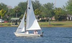 The sail boat "Apollo", actually a jolly-boat, is 16 ft long and 6 ft wide. The foresail can be rolled in. It will be sold with an outboarder "cruise 'n carry" motor 6700 with 1.5 HP. The boat is unsinkable. The skeg is retractable. For any questions feel