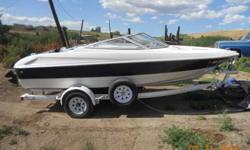 See to appreciate absolutely spotless. 52 hours. I/OBD 4 cyl motor great on fuel. Included body glove life vest's, wet suit's, sun canopy, ski's, ropes, anchor and ski tube with rope. Boat cover and hauling cover included. contact or 930-9891 Asking