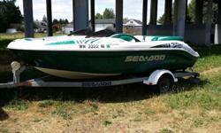 This boat has always been garage stored, never in the water and is in excellent condition. Spent $1200 for new upholstery a year ago and it looks near mint. This thing runs like a beast, with dual jet drives and can top 60 MPH on "glass" water. Also
