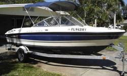 We are the second owner of this boat. Great condition, Mercruiser 3.0L engine with Turn-Key Start, makes 135hp, Alpha One outdrive.Runs great, needs nothing!
Snap-on bow and cockpit covers, ski tow eye along with a folding swim ladder, tilt helm, 12 volt