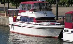 Beautiful, well kept, pristine wood interior, Carver Aft Cabin Yacht. Master bedroom with ensuite bath, livingroom, kitchen, dinette & aft cabin with 2nd bathroom. Low miles, upper deck with canvas, vinyl & screened enclosure for enjoying the summer