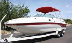 This boat is outfitted with a 375 Horsepower Volvo Penta 8.1L Gi motor with a Volvo Penta Duoprop Drive Featuring a Duoprop set-up with twin stainless steel props. This boat shows only 132 hours of total use. This boat has been through a detailed service