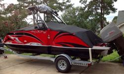 have hydralic brakes. Transom saver included, suzuki engine cover to protect motor. Tons of other features. Far to much to list. Great boat for all day family fun doing anything that anyone wants to do from lounging to wakeboarding to grilling to tubing