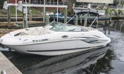 Awesome Monterey 233 Explorer deck boat is just perfect for cruising, fishing, entertaining, or pulling a water skier. Quietly, super-powered with a Mercruiser 350 MAGNUM MPI 5.7 liter engine, and a top of the line BRAVO THREE outdrive propelling