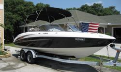 This 2005 Yamaha 230 SX HO is located in Tarpon Springs and has less then 200 Hours on the boat itself.Used monthly to the Anclote Sandbar and back. Sleek lines and plenty of power with room for the entire family.Just detailed and new upholstery, simply